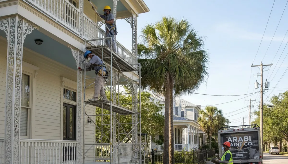 Painting contractors in New Orleans, LA completing a professional exterior paint job