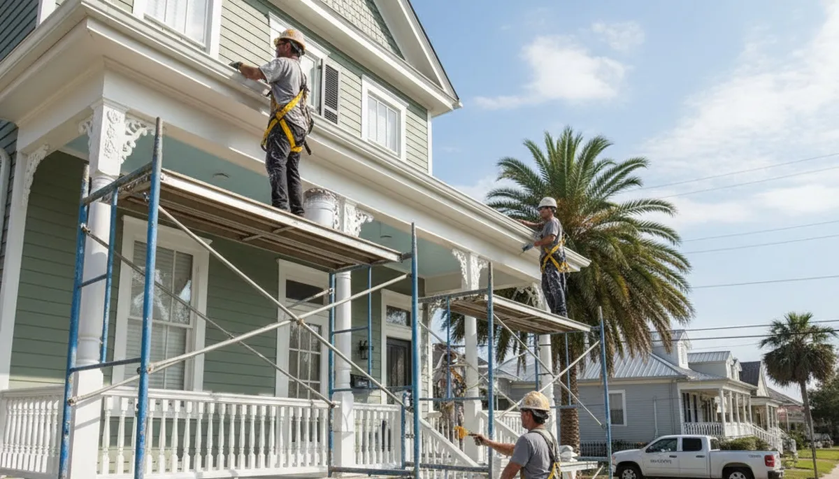 Painting contractors in New Orleans, LA completing professional exterior house painting